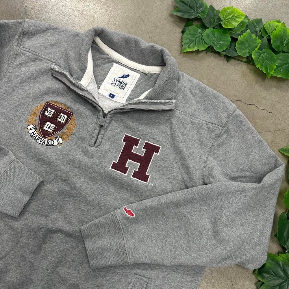 Harvard University Embroidered Crest Quarter Zip Sweatshirt